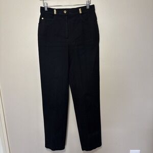 St. John Sport Women's Denim Black Cotton Blend Straight Pants Size 4
